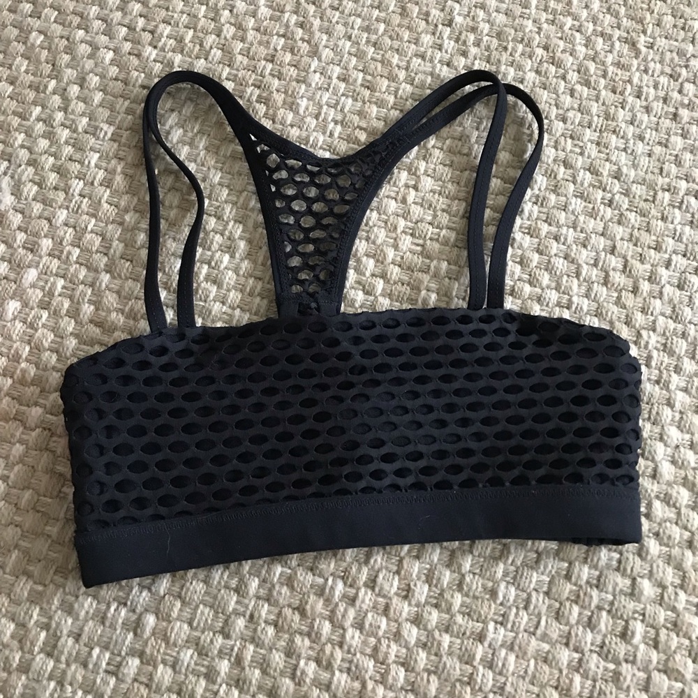 Lorna Jane black sports bra mesh fishnet detailing - Picture 3 of 4